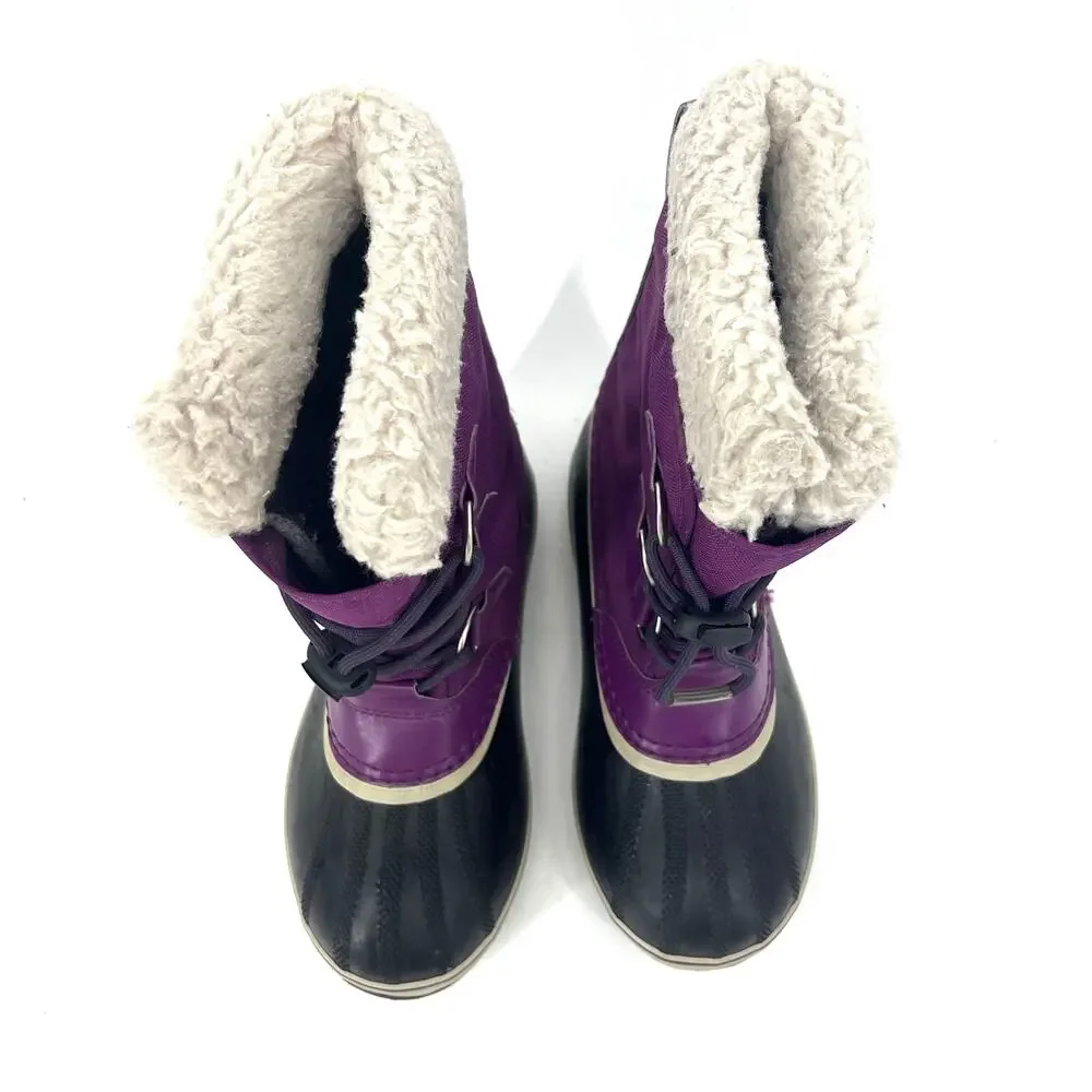 Sorel Women’s / Y 3 Purple Canvas Insulated‎ Faux Sheepskin Winter Boots Caribou